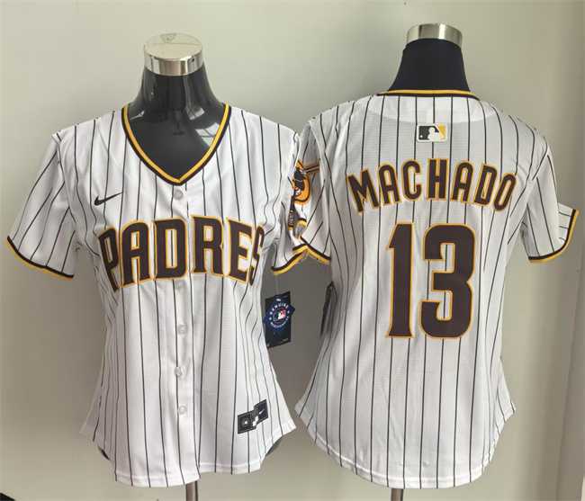 Women%27s San Diego Padres #13 Manny Machado White Home Limited Stitched Jersey